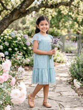 Crewcuts Shimmering Teal Kids Dress